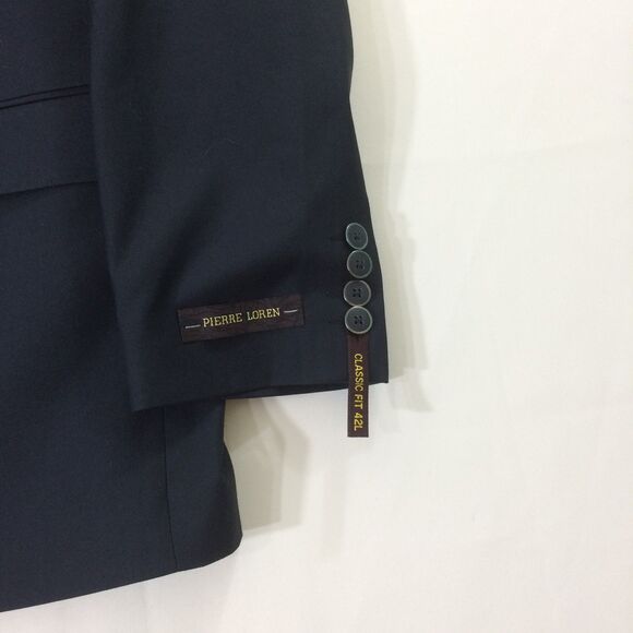 Pierre Loren Navy Blazer Men’s 42L Classic Fit 2 Button NWT - Picture 6 of 6
